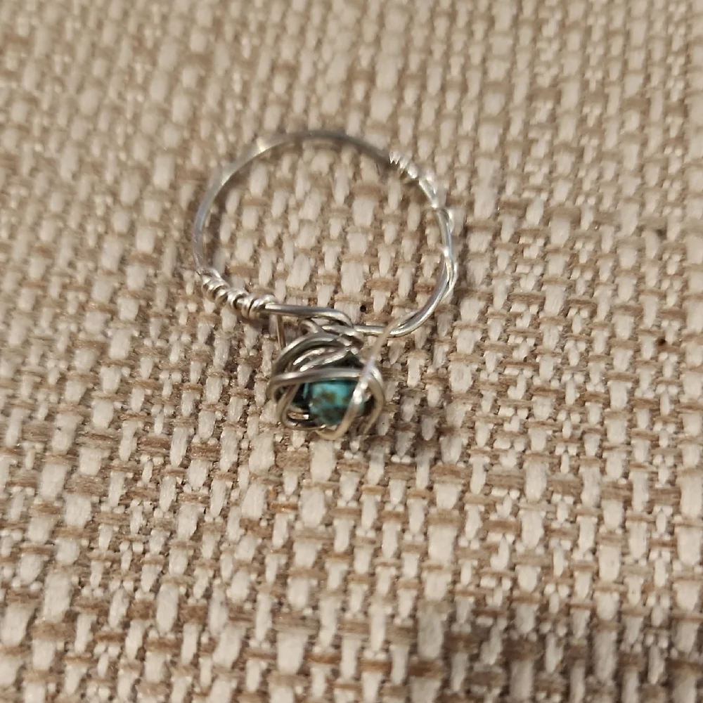 Silver Wire Wrapped Ring with turquoise.